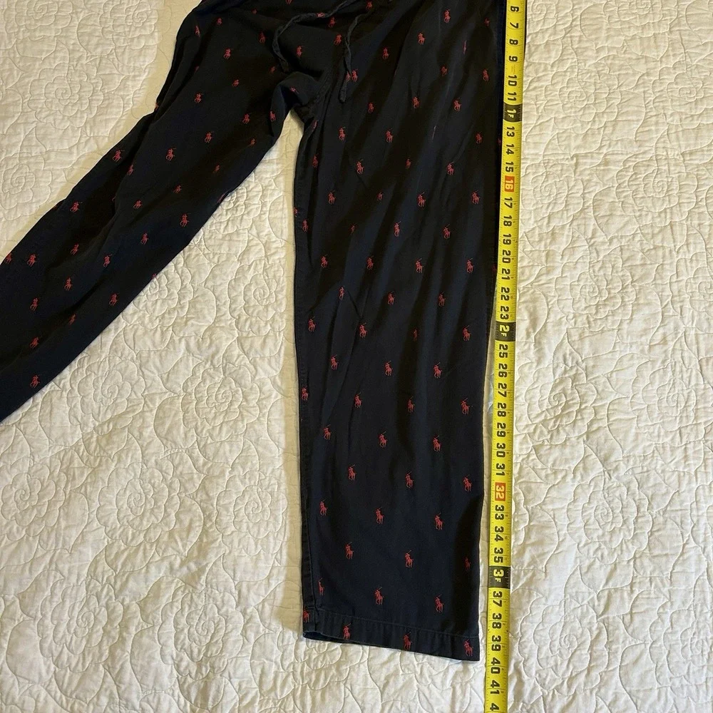 Polo Ralph Lauren Men's Sleepwear Sz M Black w/Red Pony Graphic Pajama Pants